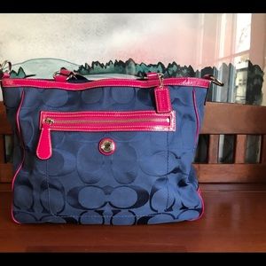 Coach Blue and Pink Signature Handbag
